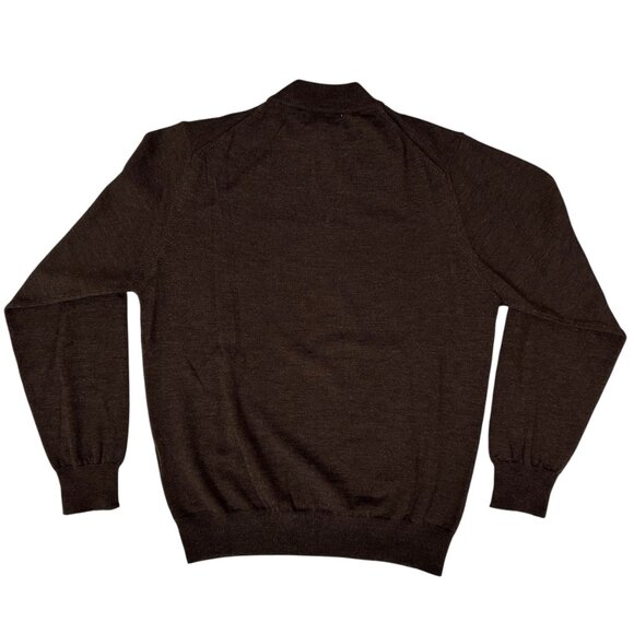 Patrick James Dark Brown Merino Wool Mock Neck Sweater - Men's Medium - Picture 2 of 4